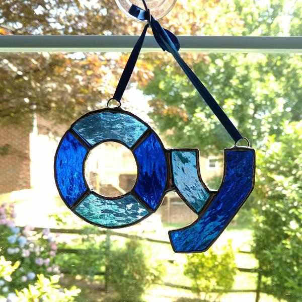 Horseshoe and Feathers Handmade Stained Glass top Suncatcher