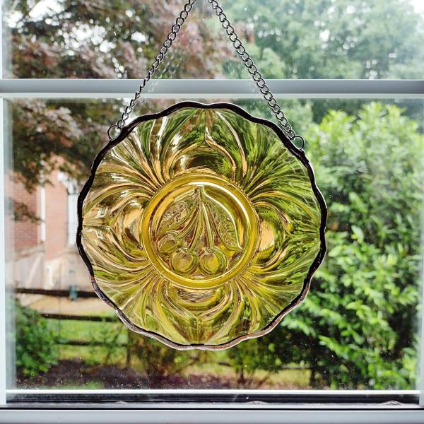 Vintage Plate Stained popular Glass Suncatcher