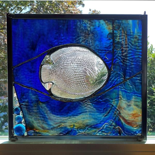 Stained Glass Fish Mixed Media Window Panel Suncatcher