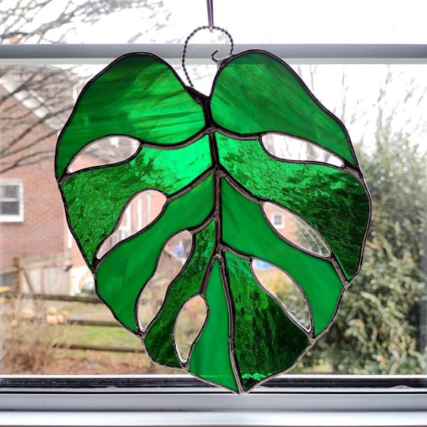 Mottled Glass Monstera orders Leaf Suncatcher Window Hanging