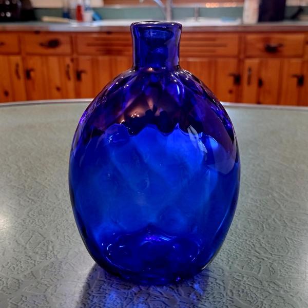 Vintage MMA Pairpoint Hand Blown Cobalt Blue Diamond Glass Flask, Cobalt Blue Glass Bud Vase